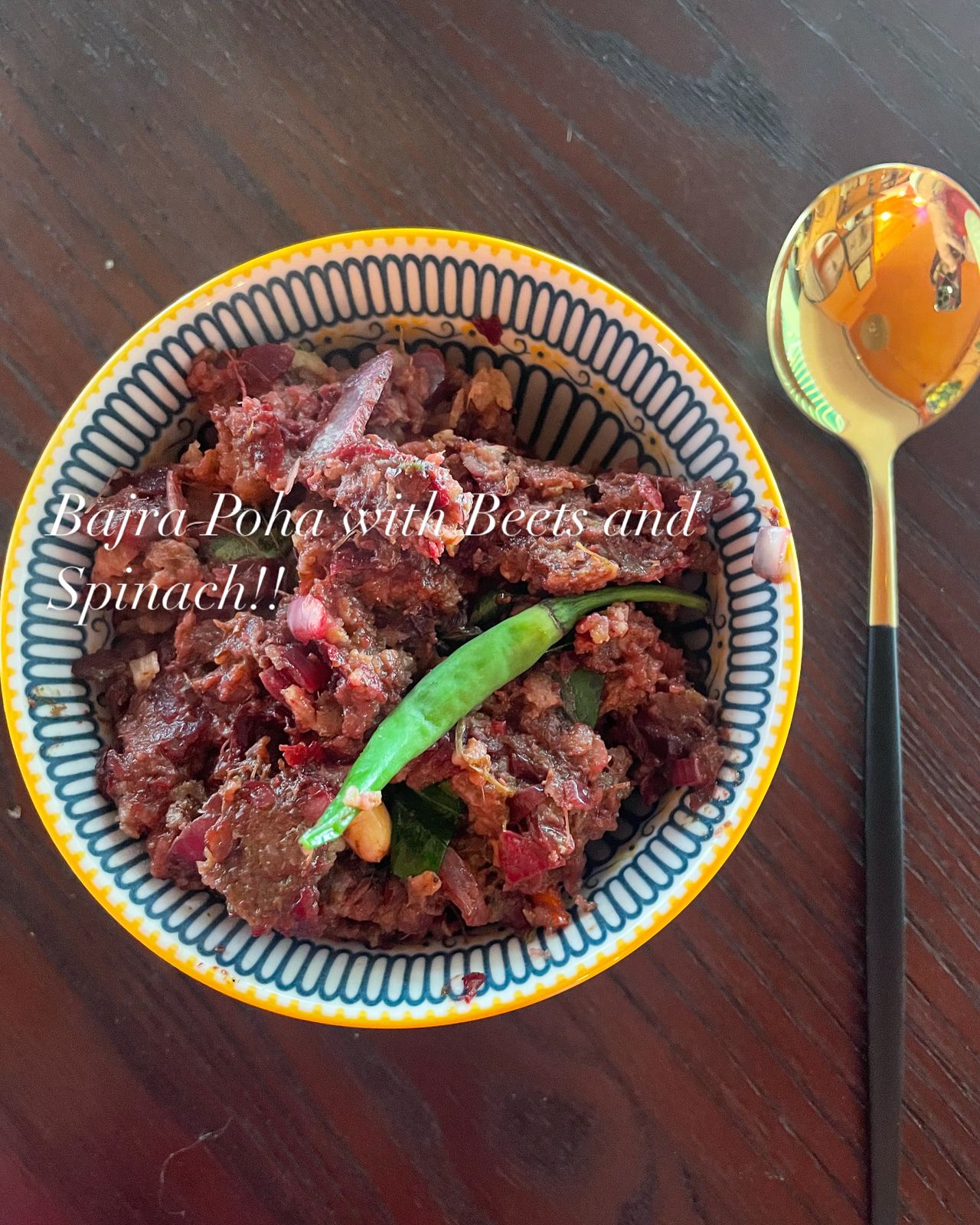 Bajra Poha with Beets and Spinach